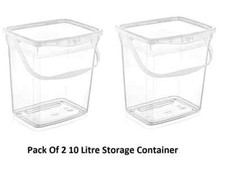 NEW Pack Of 2 10 Litre Clear Plastic Container Washing Powder Storage Box
