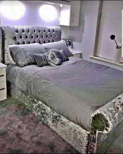 Stylish sleigh upholstered - upholstered, bed