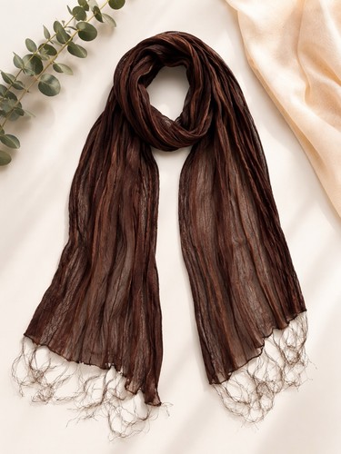 Brown chiffon crinkle sheer - brown,