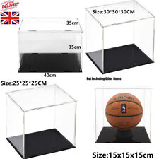 Clear Acrylic Display Case Perspex Box Plastic Black Base Dustproof Four Sizes