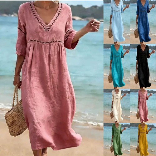 Women neck linen - v-neck,
