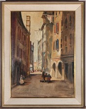 Framed Mid 20th Century Oil - Italian Side Street