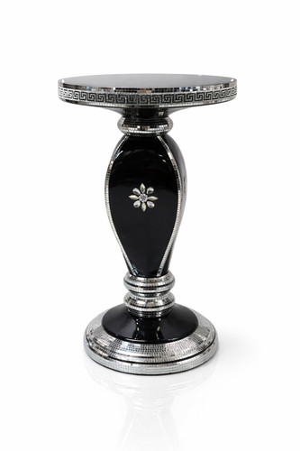 Black venetian mirrored table - black,
