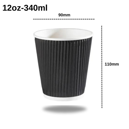 Black disposable coffee cups - black,