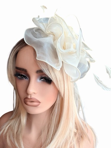 Ivory satin and feathers - ivory,