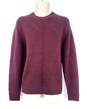 HACKETT London Soft Chunky Knit COTTON Mens Burgundy Crew Neck Jumper size XL