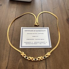 Vintage genuine natural sapphire necklace. Good condition with certificate