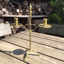 Old Vintage Antique Brass Georgian Style Adjustable Height Candlestick Holder