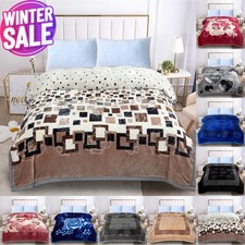 Reversible 2 PLY Heavy Weight Super Soft Warm Blanket Luxury Bed Throw King Size