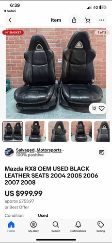 Rx8 black leather front seats - rx8,