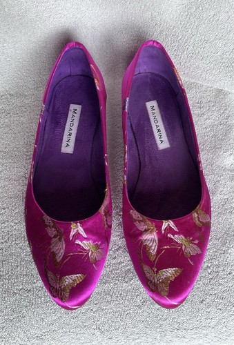 Mandarina flats silk jacquard - mandarina,