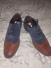 Lambretta Men's Navy & brown  Brogue Shoes UK Size 9 Leather/Suede, new in box