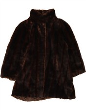 TISSAVEL Womens Faux Fur Overcoat UK 20 2XL Brown Flecked Acrylic DA72