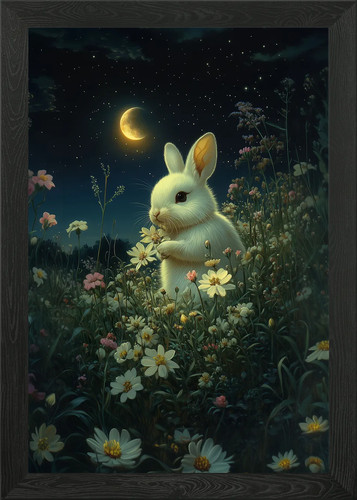 Rabbit field of flowers - rabbit,