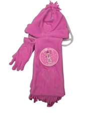 Girls Fleece 3 Piece Hat Scarf