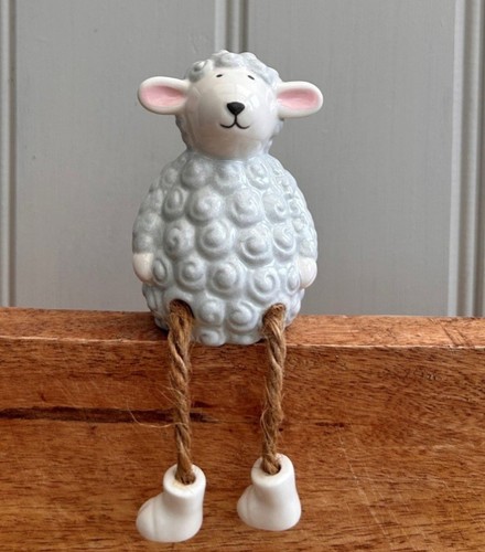 Small porcelain stitting sheep - small,
