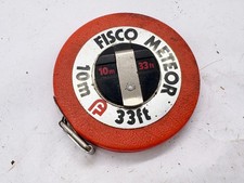 VINTAGE FISCO METEOR 10M 33FT TAPE MEASURE RETRACTABLE ORANGE CASE ENGLAND