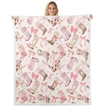 Feelyou Pink Bow Fleece Throw