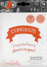 Tonic Studios Congrats Banner Stamp & cutting die set for cardmaking, crafts