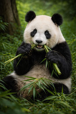 Panda Eating Bamboo Cute