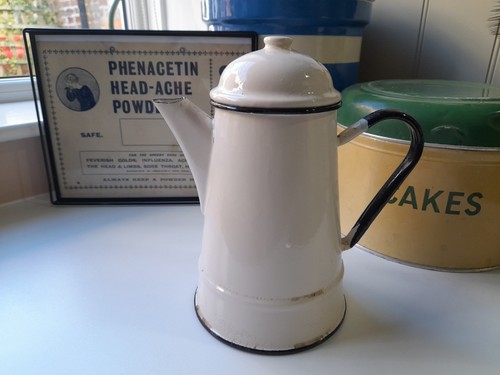 White enamel coffee pot - white,