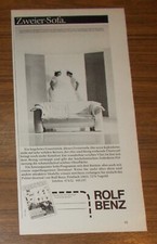 Rare Advertising Rolf Benz Designer Furniture Creation Sofa Coveted Unique 1983