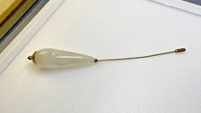 Vintage Hat Pin Gold Metal Mother of Pearl Effect Handle
