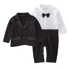 wedding party tuxedo boys jumpsuits +coat baby boy outfits & set