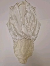 Vintage Lace And Satin 70s 80s New Wave Sleeveless Bodysuit Sexy Leotard...