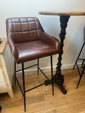 Set of 2 Vintage Style Brown Leather Stools. Table also available.