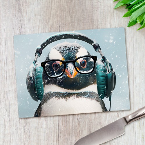 Penguin headphones glasses - penguin,