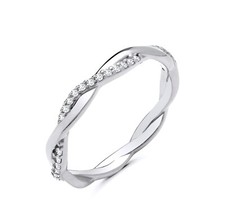 Sterling Silver 925 simulated Diamond Twisted Band Eternity Ring size K to S