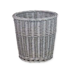 GreyWash Wicker Bin Round