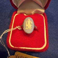 Wedgwood Blue Classic'Jasper Ware' Sterling Silver Ladies Ring Approx Size L/M