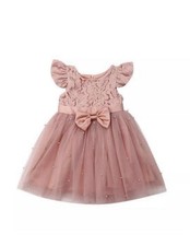Dusky Pink Pearl Embellished Girls Dress for special event 