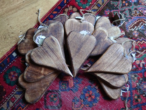 Wooden hearts large - hearts, chunky