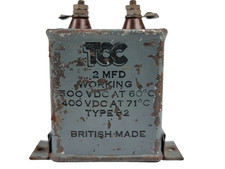 Vintage TCC Type 52 Paper Oil Capacitor 2MFD 700VDC 60°C 400VDC 71°C British