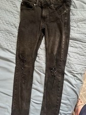Topman Black Spray On Skinny Jeans Ripped Knee - W32 L30 - USED, GREAT CONDITION