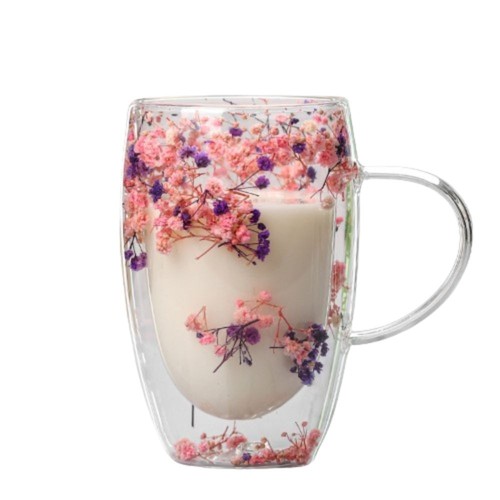 Double walled glass cup - walled, dried