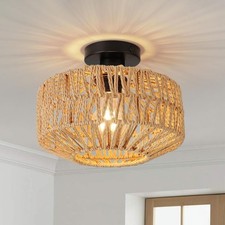 Natural Rattan Ceiling Light Lampshade, Boho Design, E27 Compatible | 37% Off