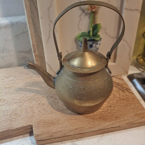 Vintage etched brass kettle - kettle, or
