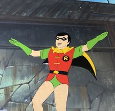 Robin Super Friends Production Cel Hand painted Background 1970s 