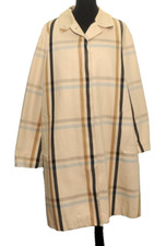 BEAUTIFUL AQUASCUTUM LONDON  MAC LONG RAIN COAT CHECK BEIGE SIZE 14 REG