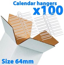 Galaxy 64mm White Calendar Wire Hangers Hooks Pack x 100