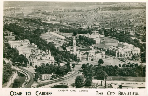 Cardiff civic centre - civic, aerial
