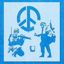 Banksy War And Peace Stencil: Mylar Airbrush Wall Art Painting Crafts , DIY