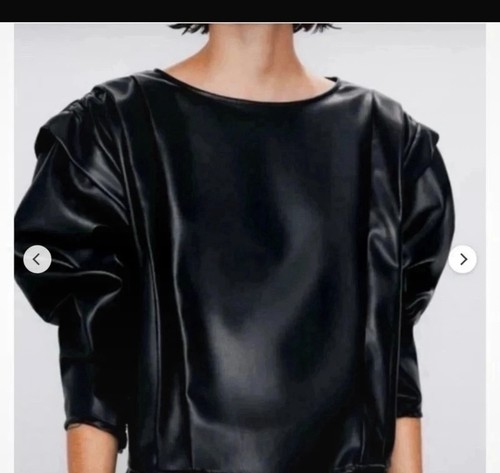 Zara ruffled faux leather - faux,