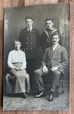 WW1 Photo Postcard. Royal Navy Brothers & Parents ?? Rugby Photo Studio