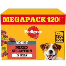 120 x 100g Pedigree Adult Wet Dog Food Pouches Mixed Selection in Jelly