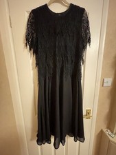 Stunning Black Debut  Evening  Dress Size 14  Calf Length  lovely bodice